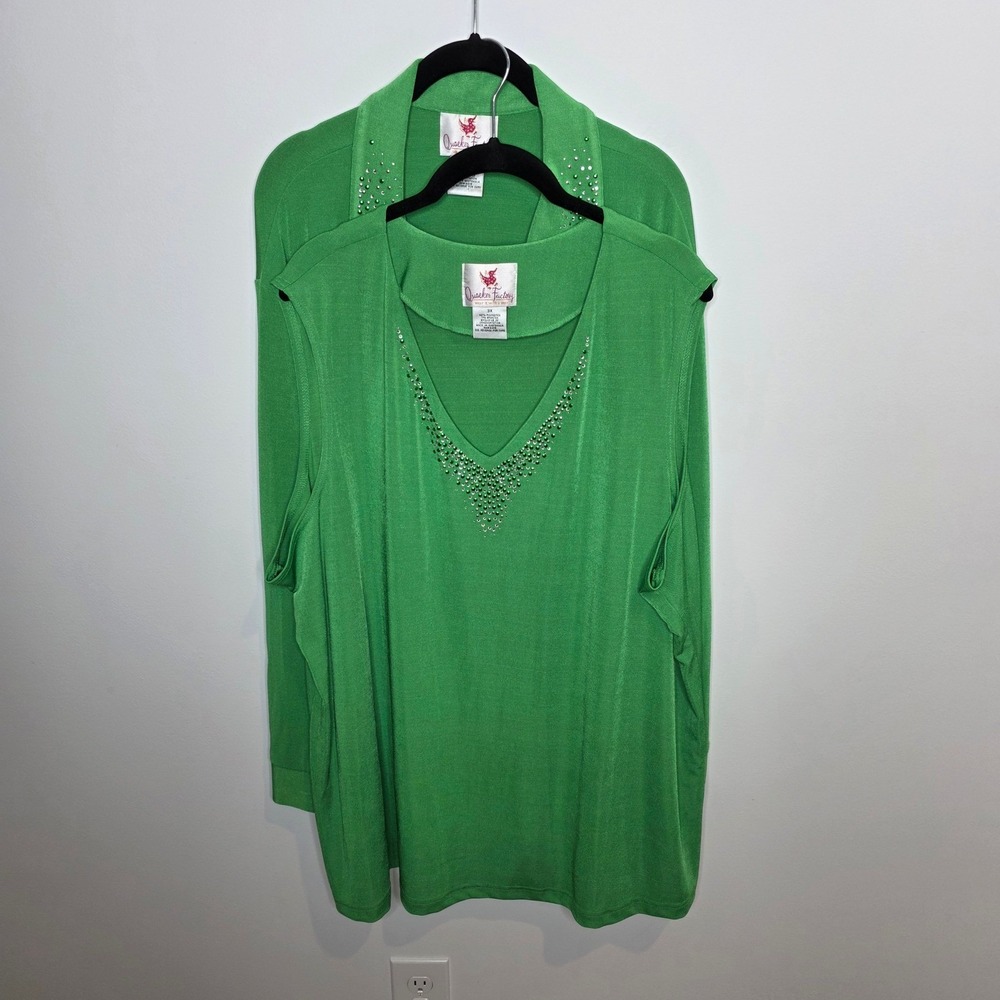 Quacker Factory Cardigan Tank Set Womens 3X